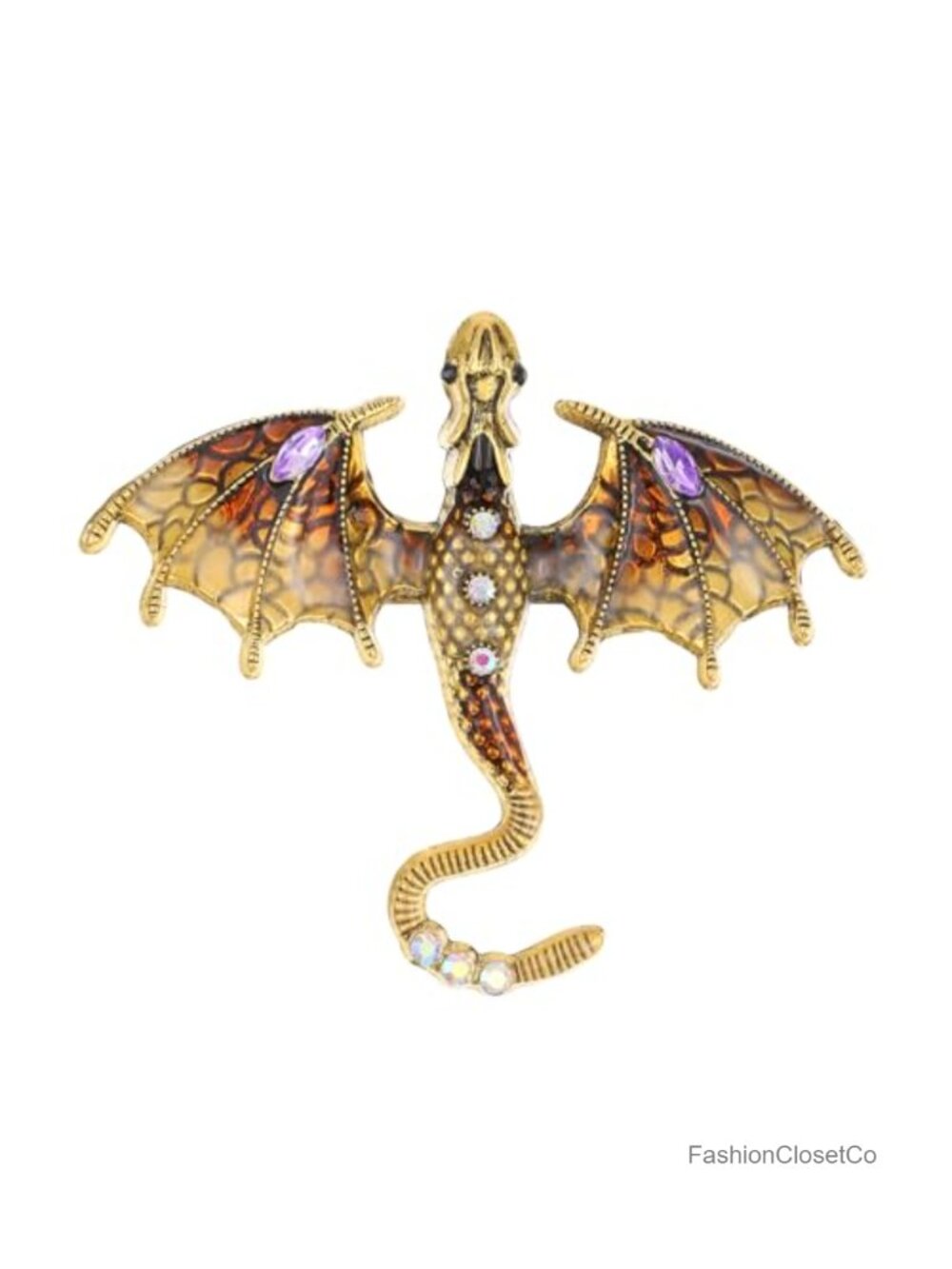 Enamel Dragon Brooch Pin Rhinestone Alloy Zircon Unisex Gift